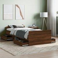 Berkfield Home Bed Frame with Headboard & Footboard Brown Oak 100x200 cm