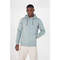 Brave Soul Men's Zip Through Hoodie in Light Green | Size: XL