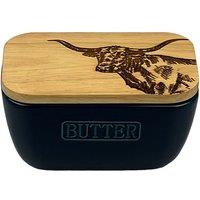 Selbrae House Blue Butter Dish - Texas Longhorn in Dark Blue | Size: 140 cm x 90 cm