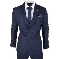 TruClothing Men's AK Collection Herringbone Tweed 3 Piece Suit in Navy | Size: 52R