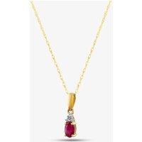 T.H.Baker Women's 9ct Yellow Gold Ruby & Diamond Pendant Necklace QP00178-R YG