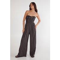NastyGal Women's Tailored Stripe Bandeau Cupped Jumpsuit in Black | Size: 12