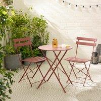 FurnitureboxUK Cabo 2 Seater Metal Bistro Set with Round Table in Dusty Pink