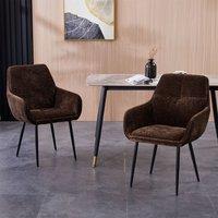 Padded Dining Chair Set of 2, Chenille Fabric Vanity Armchair