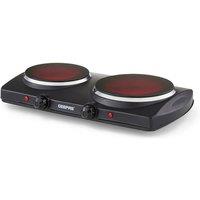 Geepas Double Ceramic Hot Plate Infrared Portable Electric Cooktop Hob 2000W in Black