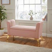 GFW Pettine Velvet Storage Ottoman Bench in Pink