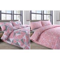 Velosso Saxton Twin Pack Set Duvet Cover & Pillowcase Set - Printed Cotton Rich in Pink | Size: Single