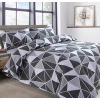 Velosso Saxton Twin Pack Set Duvet Cover & Pillowcase Set - Printed Cotton Rich in Grey | Size: Single