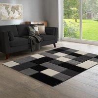 Home Republic Dexter Geometric Carved Rug in Grey | Size: 60 cm x 100 cm