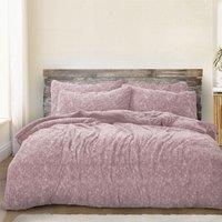 Velosso Teddy Marl Warm & Cosy Duvet Cover & Pillowcase Set in Pink | Size: Single