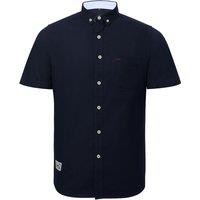 MODISHION Men's Casual Button-Down Shirt with Chest Pocket in Dark Navy | Size: Small