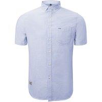 MODISHION Men's Casual Button-Down Shirt with Chest Pocket in Light Blue | Size: Small