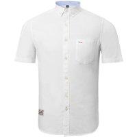MODISHION Men's Casual Button-Down Shirt with Chest Pocket in White | Size: 2XL