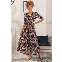 Jolie Moi Women's Maanasi Ruched Sleeve Jersey Maxi Dress in Navy | Size: 8