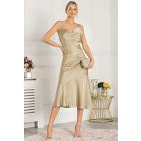 Alaysha Cowl Neck Satin Dress