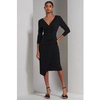 Jolie Moi Women's Violetta 3/4 Sleeve Bodycon Dress in Black | Size: 8