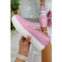 Love Lemonade Women's Crystal Zip Pumps Limited Edition Trainers in Pink | Size: 3