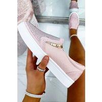 Love Lemonade Women's Crystal Suede Zip Pumps Trainers in Pink | Size: 4