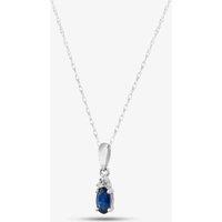 T.H.Baker Women's 9ct White Gold Sapphire & Diamond Pendant Necklace QP00178-BS in Silver
