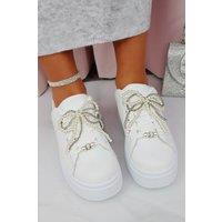 Sparkly Pearl Bow Chunky Trainers