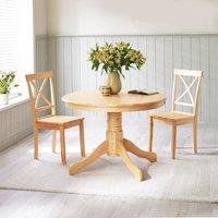 FurnitureboxUK Bude Round Wooden Dining Table & 2 Millford Chairs in Light Oak