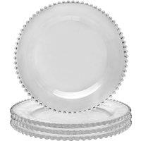 Dibor Set of 4 Bella Perle Christmas Dinner Tableware Charger Plate Serving Plates Dia 33cm in Clear | Size: 4 Pack