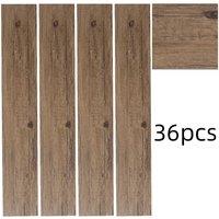 Living and Home 36Pcs Walnut Color Self Adhesive Waterproof Wear-Resistant PVC Wood Grain Effect Flooring, 5m Pack