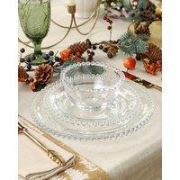 Dibor 18 Piece Bella Perle Dinner Plate, Side Plate & Bowl Glassware Dinner Set in Clear | Size: 18 Pack