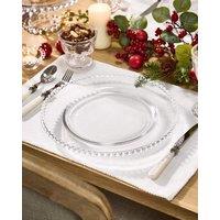 Dibor Set of 8 Bella Perle Christmas Dinner Tableware Charger Plate Serving Plates Dia 33cm in Clear | Size: 8 Pack