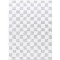Livabliss Urban Shag-Modern Yellow Black Beige Pink Checkboard Plush Pile Living Rug in Light Grey | Size: 80 cm x 220 cm