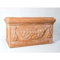Primrose Garden Terracotta Red Trough Planter With Decorative Detail 80cm