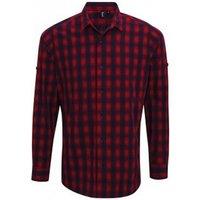 Premier Men's Mulligan Check Long Sleeve Shirt in Red | Size: Small