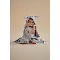 CHRISTY Hooded Bunny Cuddle Wrap & Wash Mitt Set in Grey