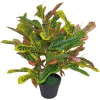 Leaf 65cm Artificial Codiaeum Multicoloured House Plant in Orange