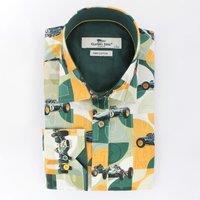CLAUDIO LUGLI Men's Retro Racing Legend Print Shirt in Green | Size: XL