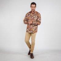 CLAUDIO LUGLI Men's Monaco Montage Print Shirt in Yellow | Size: 4XL