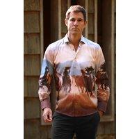 CLAUDIO LUGLI Men's Dusk Stampede Placement Shirt in Brown | Size: 2XL