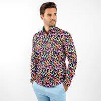 CLAUDIO LUGLI Men's Butterflies Multicolour Print Shirt in Purple | Size: 2XL