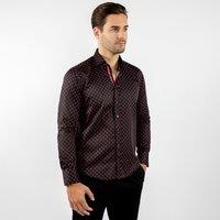 CLAUDIO LUGLI Men's Midnight Club: Cross Beam Print Shirt in Black | Size: Large