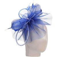 PEACH ACCESSORIES Women's Jewelled Temptation Exquisite Feathered Fascinator in Royal