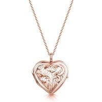 LOVELOX Lockets Women's Full Scroll Heart Engraved Locket in Rose Gold
