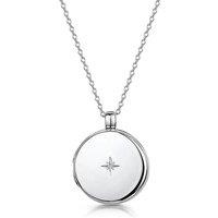 LOVELOX Lockets Women's Diamond Round Engraved Locket in Silver