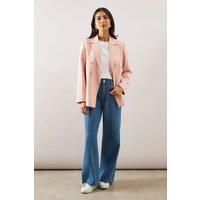 Wallis Women's Double Breasted Collared Blazer in Pink | Size: 14