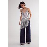 Studded Asymmetric Fringed Cami Top