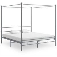 Canopy Bed Frame Grey Metal 180x200 cm Super King