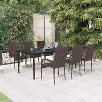 Berkfield Home 7 Piece Garden Dining Set Brown & Black