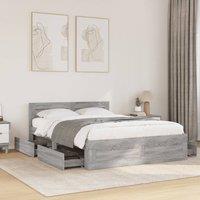 Berkfield Home Bed Frame with Headboard without Mattress Grey Sonoma 120x200 cm | Size: Small Double
