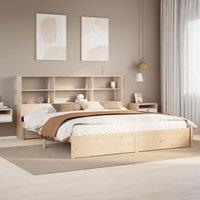 Berkfield Home Bookcase Bed without Mattress 180x200cm Super King Solid Wood Pine in Brown