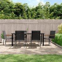 Berkfield Home 7 Piece Garden Dining Set Black Textilene & Steel