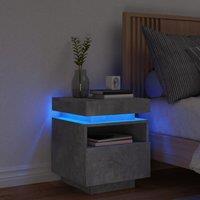 Berkfield Home Bedside Cabinet with LED Lights Concrete Grey 40x39x48.5 cm